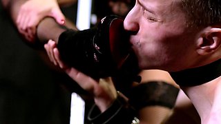 Naughty blonde femdom fetish hottie rams ass with strapon