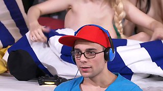 Anie Darling and Angel Wicky seduce their teen girlfriend in hot porn clip