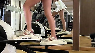 Hot Gym Workout & Miniskirt Flashing