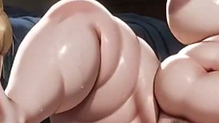 Two SSBBW Lesbian Foot Play - Submissive SSBBW Licks Feet Moaning