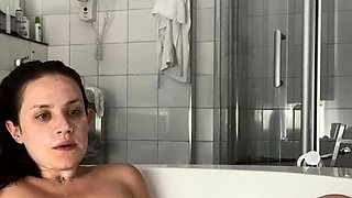 Hot brunette big boobs toying pink pussy