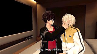 Lovey-dovey sex between two gay guys in a steamy animated scene