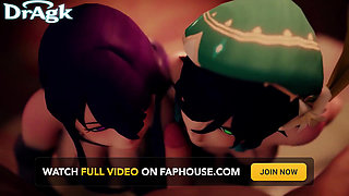 Raiden & Venti Bisexual Threesome - Aether 3D Genshin Anal Fuck Fingering