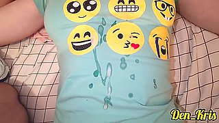 Clarge Selection Of Captivating Warm Goo On The Face Of A Cute Teen 18+ Beauty With Glasses Who Likes Wang