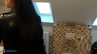 German Domina Alessa Milano Humiliates Slave with Toilet Feeding - Extreme BDSM Femdom