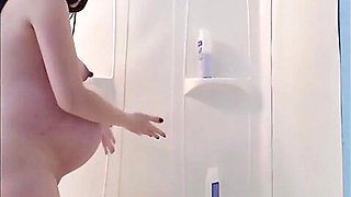 24yr old pregnant Jamie taking a shower