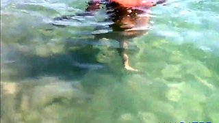 Naked Swimming MILF at the Beach