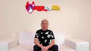 Mia James' Steamy Couch Sex with Fan in Intense POV