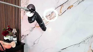 Tattooed Blonde Sucks Massive Dildo