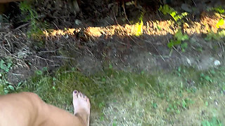 Freckled Dirty Wife gets bent over the deck and fucked from behind butt plug