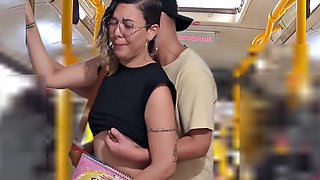 Slutty Student 18+ Gets Cumshot In Public On The Bus With Verified Amateurs
