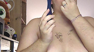 Blowjob with lots of saliva and dildosed pussy