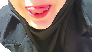 My hijab-wearing stepsister ejaculates on camera