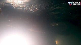 Night Swim in Latex Swimsuit & Full Face Mask