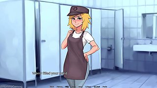 Cartoon blond femboy gets filled with cream in adult visual novel