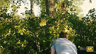 Old4k. summer weather motivates woman to have outdoor sex