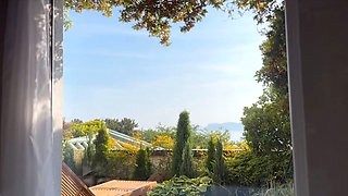 Blonde babe Kagney Karter horny solo masturbation outdoors