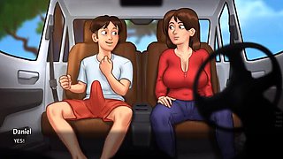Summertime Saga Busty MILF Gets Long Car Ride and Creampie