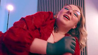 Gloved Handjob While Hand Over Mouth - Dominant MILF in Medical Gloves Edges and Humiliates Skinny Guy POV
