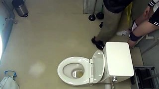Sweet Asian teen enjoys wild sex action in a public toilet