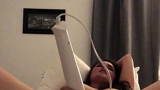 Amateur brunette devyn toys her big pussy in the office