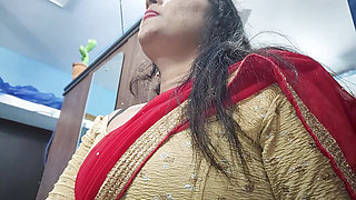 Red half saree navel lick romance