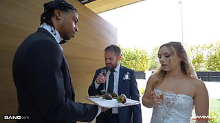 Fine woman pulls down undies to try BBC on her wedding day