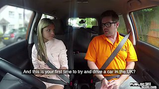 Car driving 19 year old throats cock in POV after driving lesson