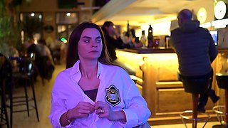 -BralessForever.com- Hotwife Veerle - Flashing in the