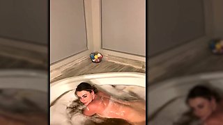 Big boobs mature MILF flaunts soapy ass