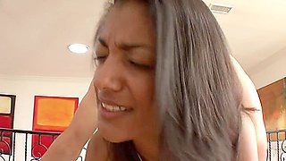 Black Hair Honey With Nice Tits On Sofa Fucking Fat Cock Watched By Sexy Blonde