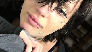 POV: You Were Fixing a Skate, but Your Emo Alt Girl with Big Tits and Tattoos Gave You a Sloppy Head