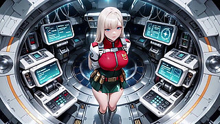 Private Moments Inside the Futuristic Spaceship Where Her White Uniform Is Stretched to Perfection