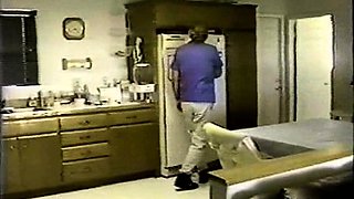 Sexy blonde busty MILF in stockings pleasing young lucky guy