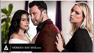 Cheating Husband Fucks Sneaky Mistress In Secret While Wife Waits In Other Room - Seth Gamble, Rachael Cavalli And Violet Starr