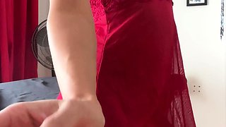 Slutty amateur teen GF jerking dick