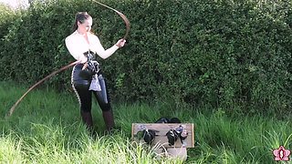 Slave Mila Endures Clamps, Whipping, and Humiliation in the Field for Vivienne L'amour's Delight