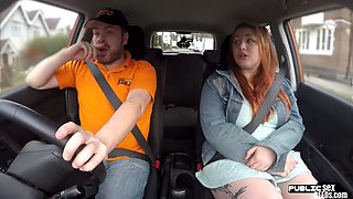 Curvy ginger brit cock rides driving instructor