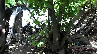 Lovely Amateur teen brunette masturbating outdoor