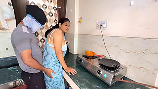 Indian Unsatisfied Bhabhi Lusty Sex with Devar on Kitchen Stand