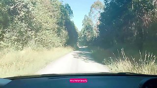 Car Fun - Stepson Unzips Desi Stepmoms Bra - Boobs Pressing In Public Road Trip