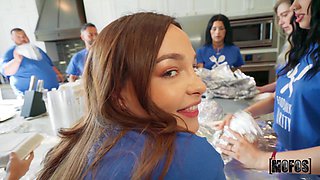 Rissa May’s Busty Charm in a Bank of Desire